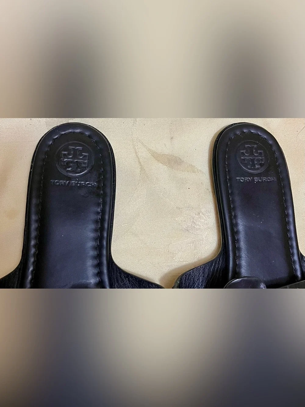 Tory Burch Black Leather Slip-on Sandals Size 7 Gently used condition